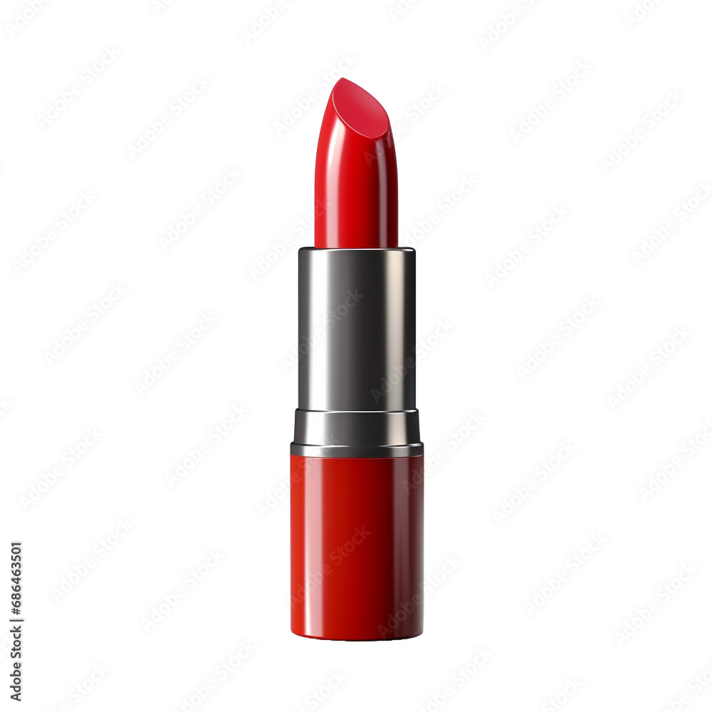 Close up of red lipstick tube isolated on transparent background Close up of red lipstick tube isolated on transparent background