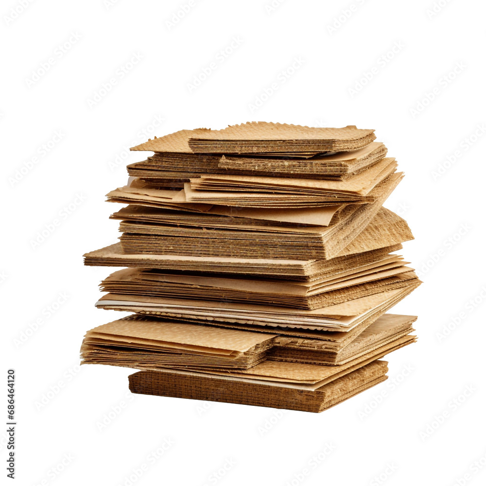 Corrugated fiberboard scrap isolated on transparent background Corrugated fiberboard scrap isolated on transparent background