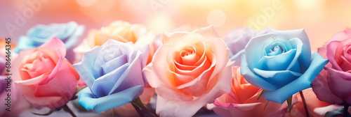 Sweet Color Roses in Pastel Tone with Soft Blurred Background