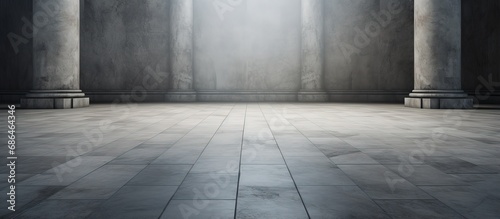 Grunge background showcasing a perspective view of an empty granite room