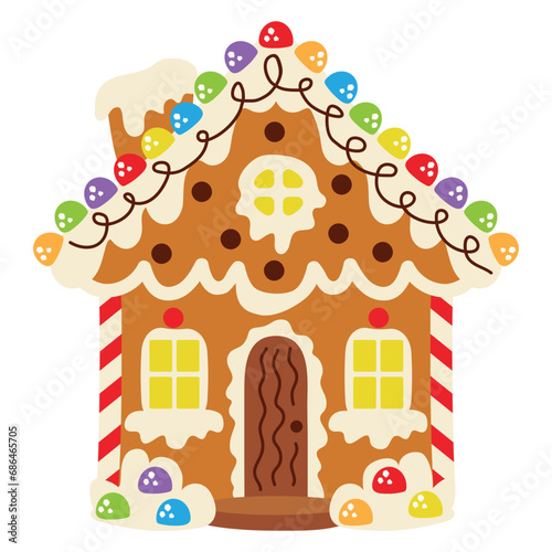 Christmas gingerbread house vector cartoon illustration
