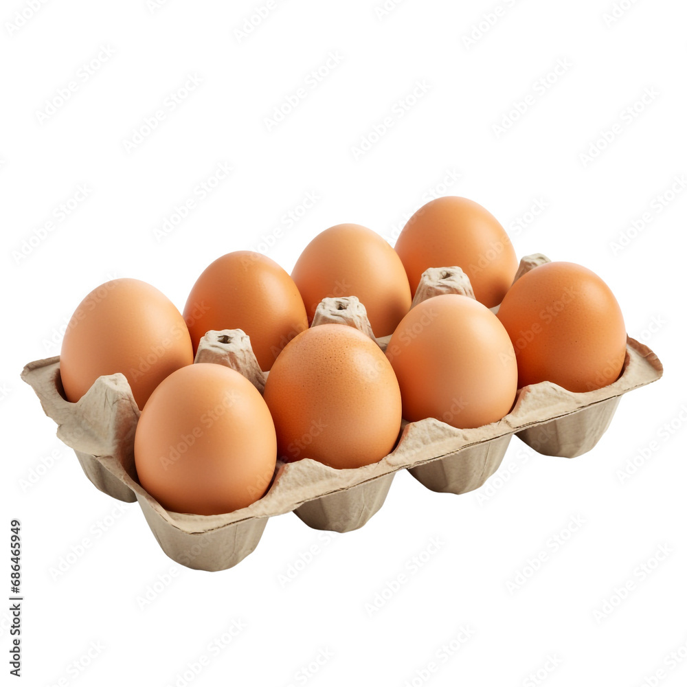 Egg carton with clipping path isolated on transparent background Egg carton with clipping path isolated on transparent background
