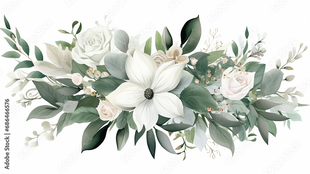 silver sage green and white flowers design