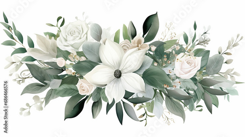 silver sage green and white flowers design photo