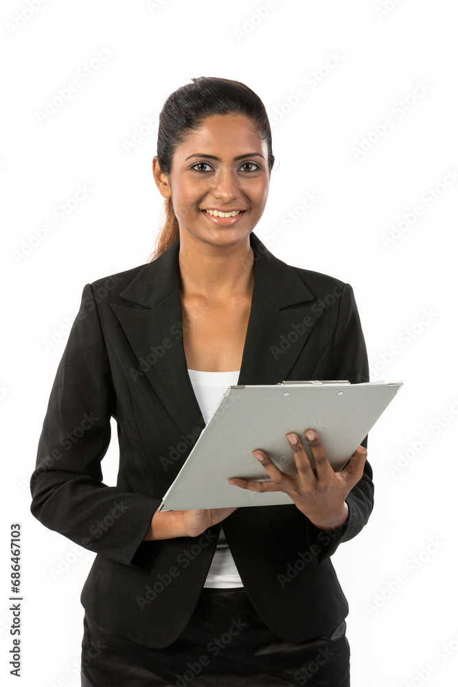 Happy Indian businesswoman with Clip Board Happy Indian businesswoman with Clip Board