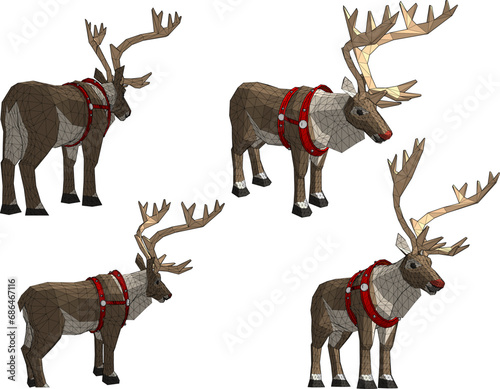 Vector sketch illustration design of animal reindeer pulling santa's sleigh