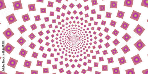 Round pattern with vegetative elements  white background pink object