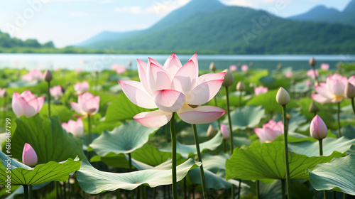 Fototapeta Naklejka Na Ścianę i Meble -  pink lotus flower HD 8K wallpaper Stock Photographic Image 