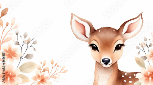 cute watercolor baby deer animal nursery isolated on white background for greeting card design