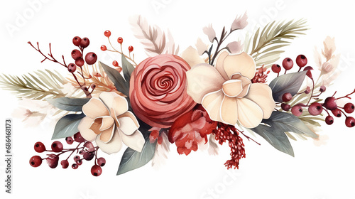 floral winter arrangement illustration Christmas decoration