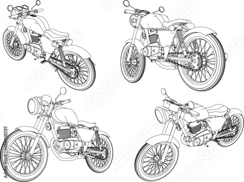 Vector sketch illustration of a Harley trail motorbike transportation design