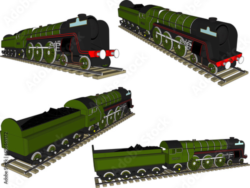 Vector sketch illustration design of vintage classic steam train transportation equipment