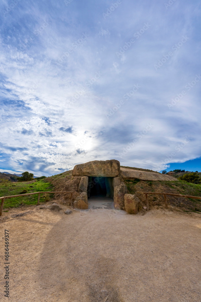 Dolmen of Menga, megalithic monument in Antequera, Spain, a world heritage site Dolmen of Menga, megalithic monument in Antequera, Spain, a world heritage site