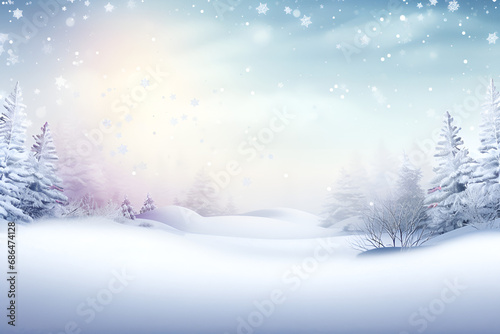 winter landscape with snow and trees © Artificial images