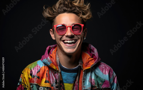 happy smiling Artist on black background © hakule