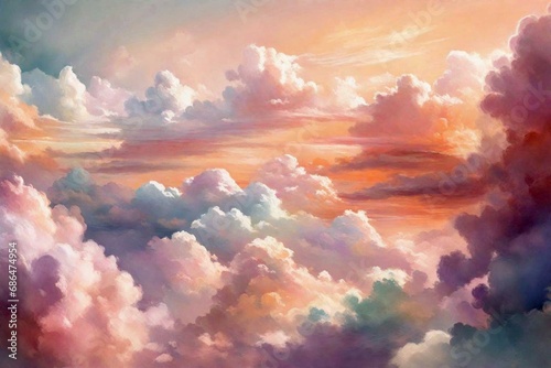 Soft pastel clouds gently drifting across a serene and dreamlike sky.   © AI By Ibraheem