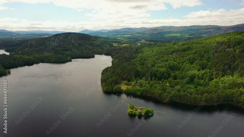 Scottish Wilderness Unfolded: A Bird's Eye View of Loch An Eilein, Aviemore, Scottsh Highlands, Scotland Scottish Wilderness Unfolded: A Bird's Eye View of Loch An Eilein, Aviemore, Scottsh Highlands, Scotland