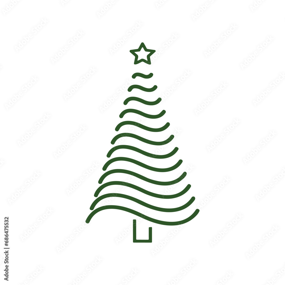 Christmas Tree vector icon on white background