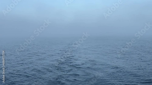 Foggy waters of Ittoqqortoormiit, Scoresbysund, Greenland. photo