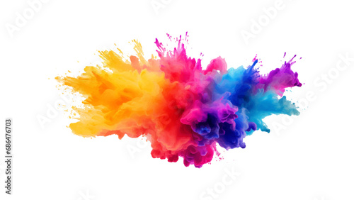 Fototapeta Naklejka Na Ścianę i Meble -  colorful vibrant rainbow Holi paint color powder explosion with bright colors isolated white background.	
