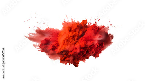 colorful vibrant red Holi paint color powder explosion with bright colors isolated white background.	
