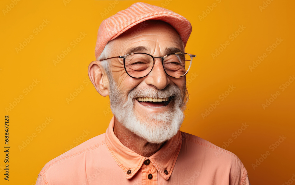 old happy smiling Cartoonist on solid color background old happy smiling Cartoonist on solid color background