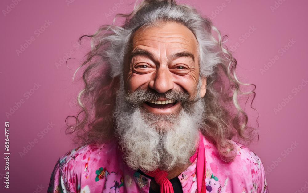 old happy smiling Cartoonist on solid color background old happy smiling Cartoonist on solid color background