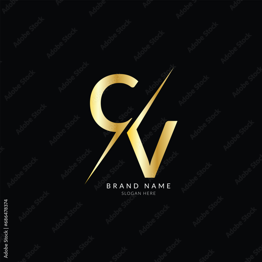 cv golden letter logo template art. cv golden letter logo template art.