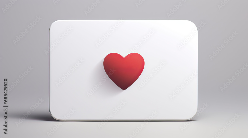 A bold red heart adorns a white card, casting a shadow of calligraphic love note, a modern symbol of romantic sentiment. A bold red heart adorns a white card, casting a shadow of calligraphic love note, a modern symbol of romantic sentiment.