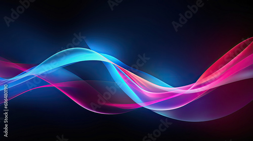 a blue and pink wave on a black background