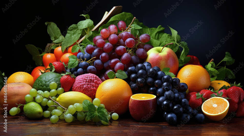 a bunch of colorful fruits on a table