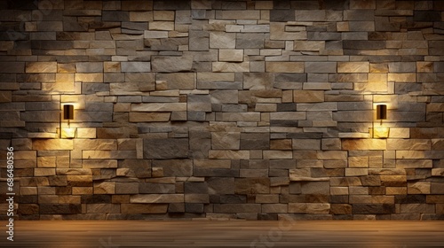 Explore the contemporary elegance of an empty room adorned with stone wall lamps in this 3D. The interplay of light on the textured stone wall adds a touch of modern sophistication to the interior.