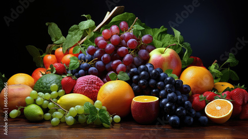 a bunch of colorful fruits on a table