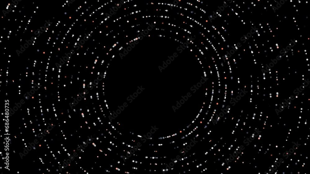 Sci-fi futuristic circular dots background for logo reveal or intro, colorful dots rotating on black background