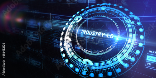 Industry 4.0 Cloud computing  physical systems  IOT  cognitive computing industry. 3d illustration