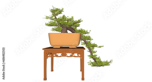Vector sketch illustration of beautiful ornamental bonsai plant design for championship