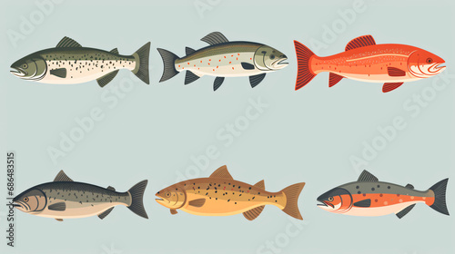 Trout fish icons