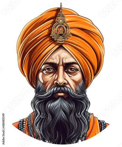 illustration of Guru Gobind Singh Jayanti ai generative
 photo