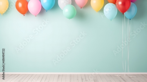 Colorful balloons decoration for birthday celebrations. photo