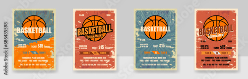 Sport Flyer Ad Set Vector, Modern Tournament, Basketball Championship Flyer Illustration. 