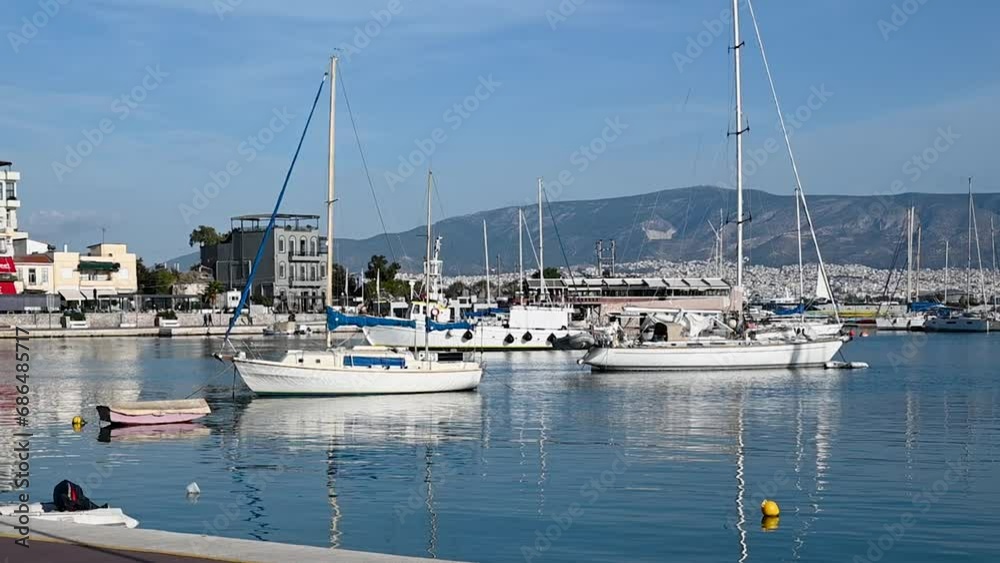Multiple boats floating outside Laurium, Greece Multiple boats floating outside Laurium, Greece
