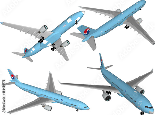 Vector sketch illustration of the design of an airline's aircraft fleet