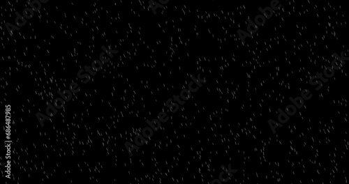Cinematic Realistic rainfall animation overlay background. Heavy rain storm seamless loop animation. Surreal raindrops falling thunderstorm overlay. Raindrops on black bg.