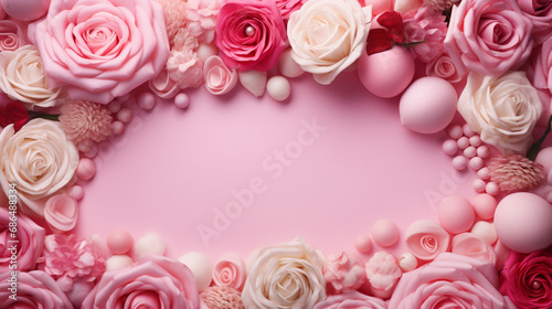 pink roses frame HD 8K wallpaper Stock Photographic Image  © AA