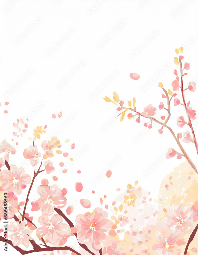 桜の手描き風イラスト　ふわふわ優しい