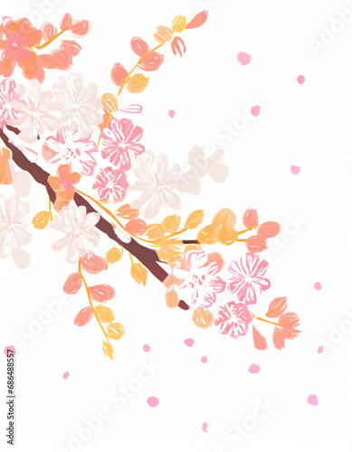 桜の手描き風イラスト ふわふわ優しい