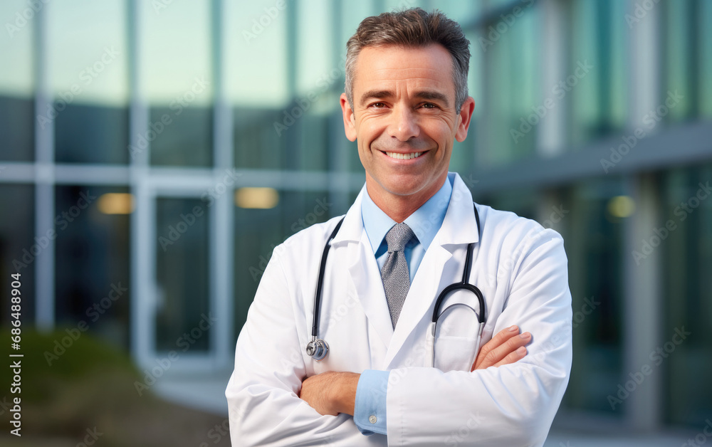 happy smiling Doctor in an outdoor environment happy smiling Doctor in an outdoor environment