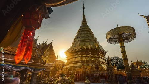 Timelapse Wat Phra That doi suthep buddhist temple Chiang Mai photo
