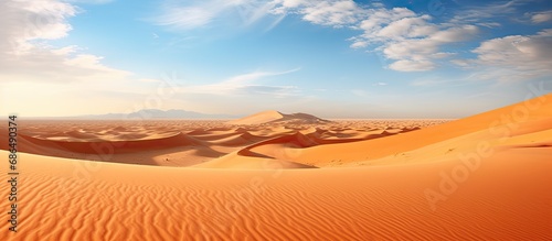Effects of desertification on the Moroccan dune landscape backdrop.