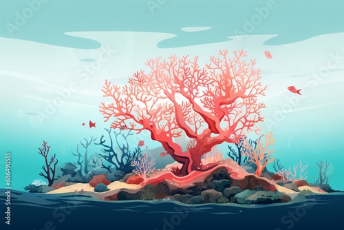 Fototapeta Naklejka Na Ścianę i Meble -  Coral reef cartoon illustration
